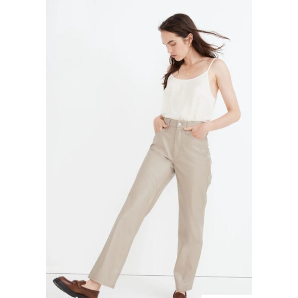 Madewell The Perfect‎ Vintage Straight Jean Faux Leather Size 23 Beige High Rise